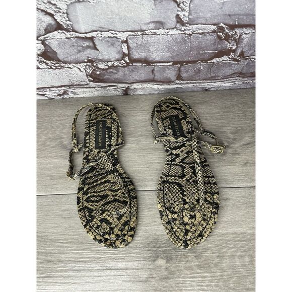 Collin Stuart Ivory Leather Snake Skin Print Strap Sandals Women’s Sz 9M US/40EU - Picture 14 of 16